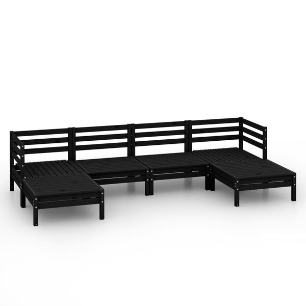 vidaXL Garden Lounge Set Black Solid pinewood Large Modular Rustic