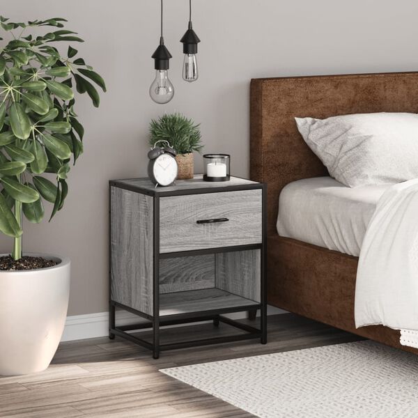 vidaXL Bedside Cabinet Gray Sonoma Engineered wood Medium