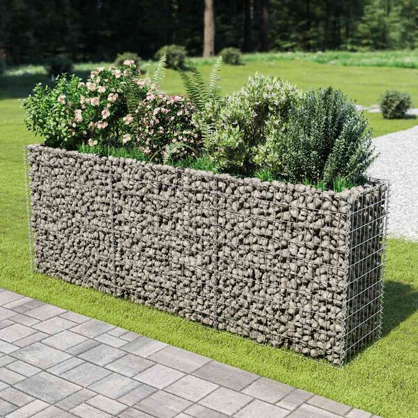 vidaXL Gabion Raised Bed Silver Galvanized steel Large Durable