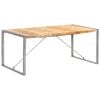 vidaXL Dining Table Brown and Grey Solid Rough Mango Wood, Steel