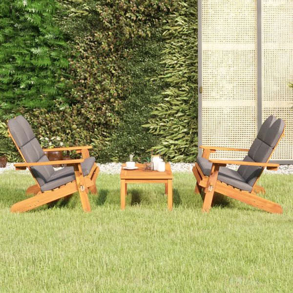 vidaXL Garden Lounge Set Dark grey Solid Acacia wood, 100% polyester
