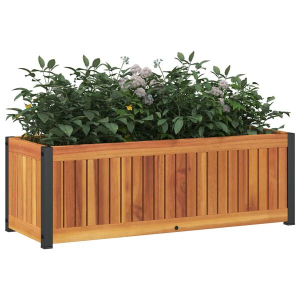 vidaXL Garden Planter 31.5"x11.8"x10.8" Solid Wood Acacia and Steel