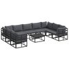 vidaXL Garden Sofa Set with Cushion 10 pcs Black Aluminium