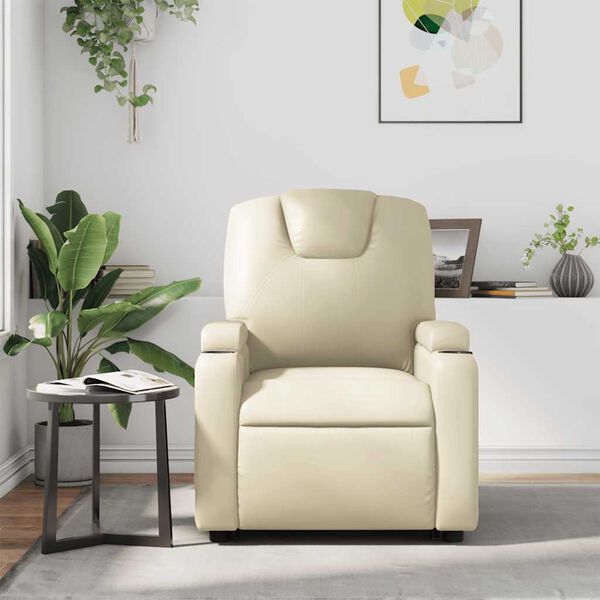vidaXL Recliner Chair Cream Faux leather, metal, plywood, foam, pp fiber