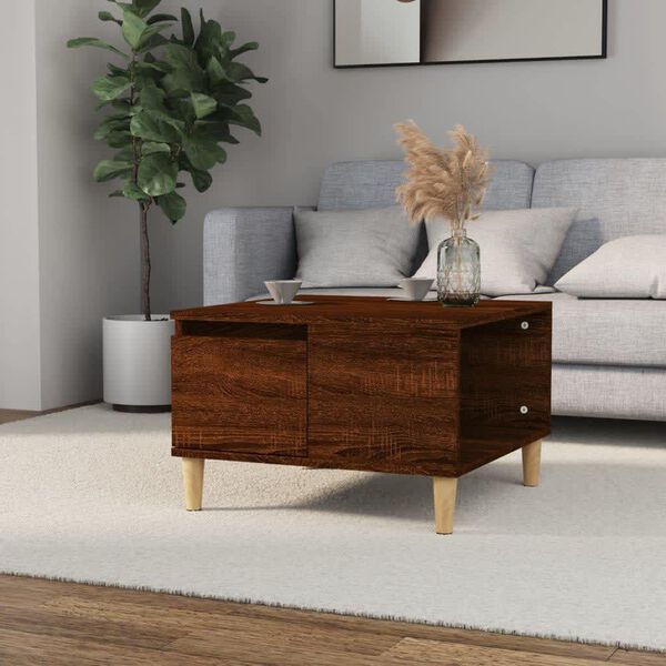 vidaXL Coffee Table Brown Oak Engineered Wood 21.7x21.7x14.4 in