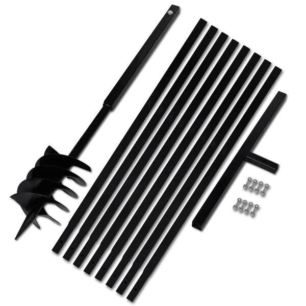 vidaXL Ground Drill Handle 7.09" with Extension Tube 29'6" Steel