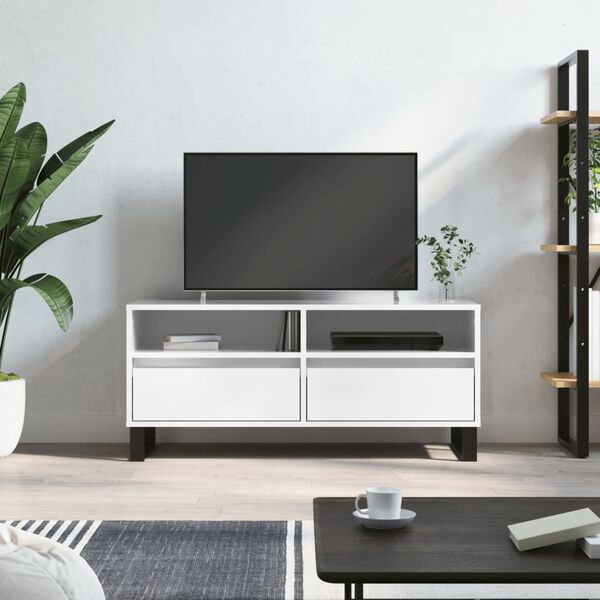 vidaXL TV Cabinet High gloss white Engineered wood, iron Medium