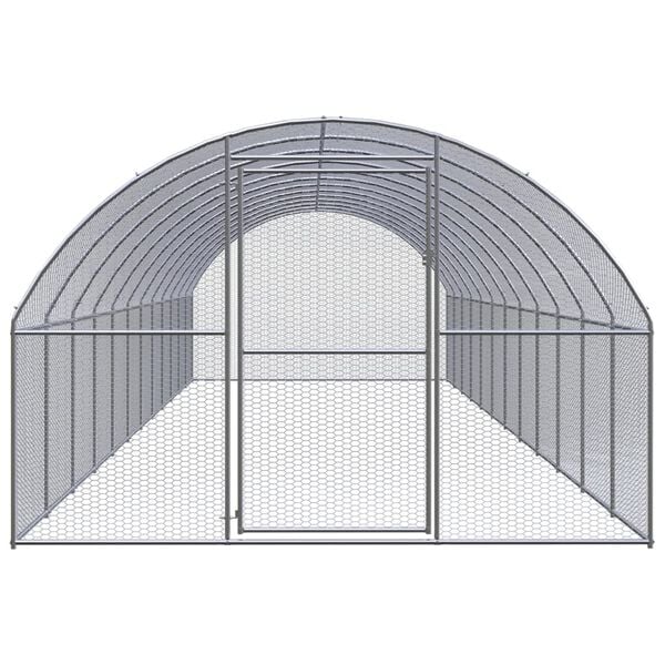 vidaXL Chicken Coop Silver Galvanized steel Large Durable Chicken Coop