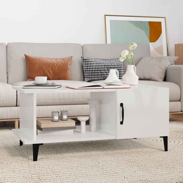 vidaXL Coffee Table High gloss white Engineered wood 35.4 x 19.7 x 15.7 in