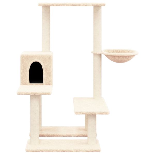 vidaXL Cat Tree Cream Engineered wood, Plush, Sisal Large Modern