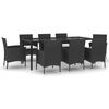 vidaXL 9 Piece Patio Dining Set with Cushions Black Poly Rattan