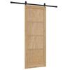 vidaXL Sliding Door Natural and Black 32.68 x 83.07 in Solid Pine Wood