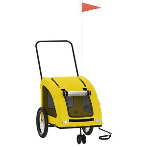 vidaXL Pet Bike Trailer Yellow Oxford fabric, Iron, PVC Durable