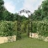vidaXL Garden Arch Black Powder-Coated Steel Large Decorative Inlays