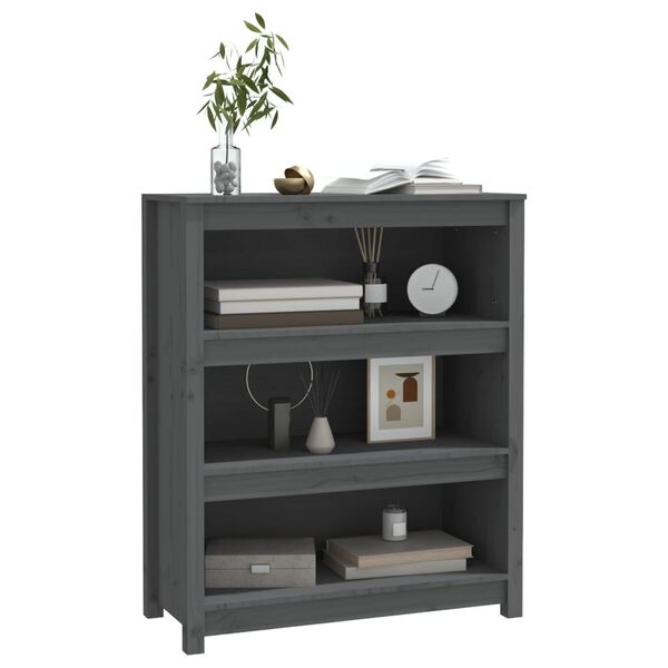 vidaXL Book Cabinet Grey Solid pine wood Medium Book Cabinet
