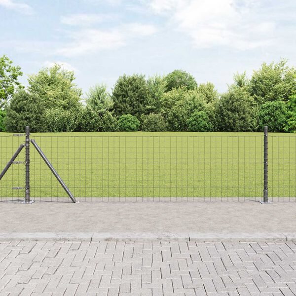 vidaXL Fence Posts Manual 7 pcs Gray Ø32mm 50 cm Galvanized steel
