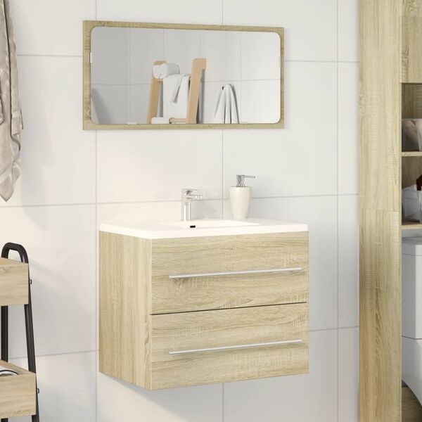 vidaXL Sink Cabinet Sonoma Oak Engineered Wood 23.6 x 15.2 x 18.9 in