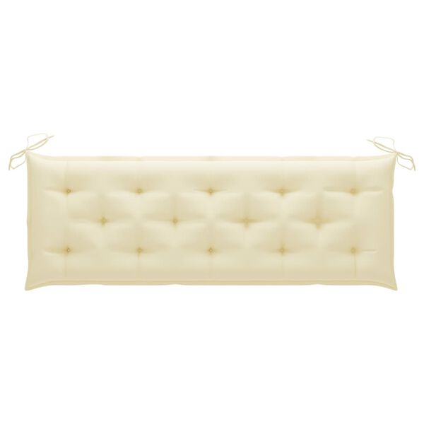 vidaXL Patio Bench with Cream White Cushion 59.1" Solid Teak Wood