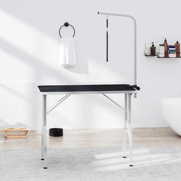 vidaXL Dog Grooming Table Black and Silver