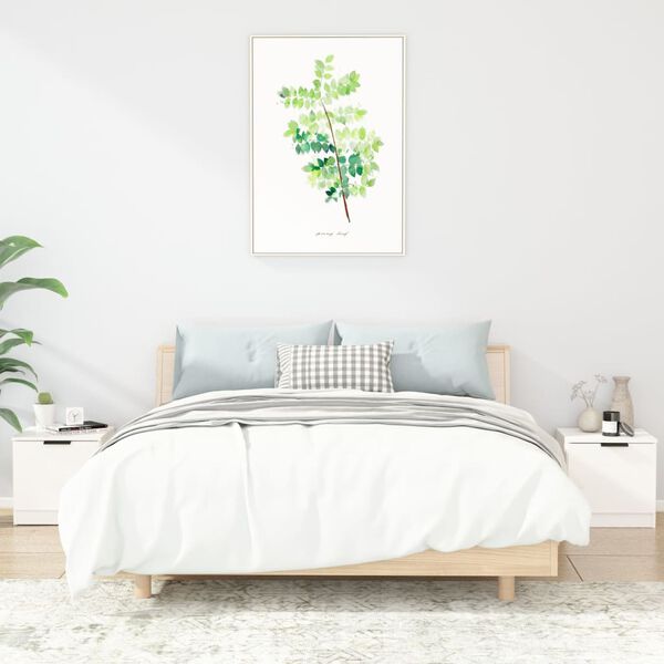 vidaXL Bedside Cabinet Set of 2 High gloss white Engineered wood Medium