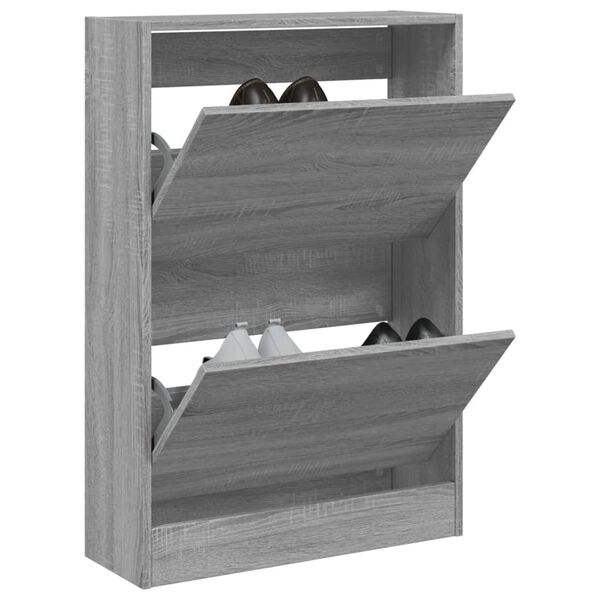 vidaXL Shoe Cabinet Gray Sonoma 23.6"x8.3"x34.4" Engineered Wood