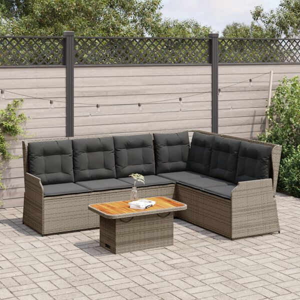 vidaXL Garden Lounge Set Grey and Brown PE Rattan Large