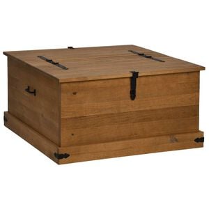 vidaXL Storage Chest Honey Brown Solid Pine Wood with Metal Large Square