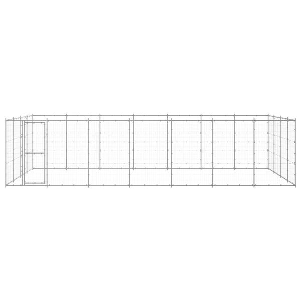 vidaXL Dog Kennel Silver Galvanized Steel 33.88 sq ft Durable