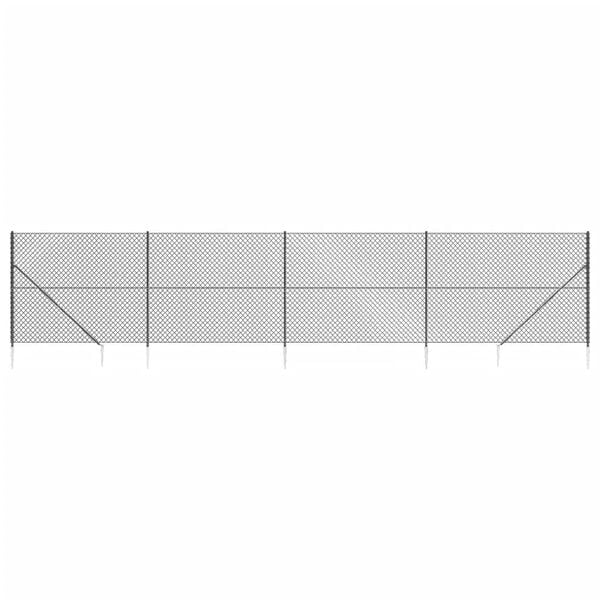 vidaXL Chain Link Fence with Spike Anchors Anthracite 4.6'x32.8'