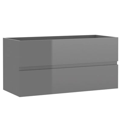 vidaXL Bathroom Furniture Set High Gloss Gray Engineered Wood