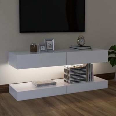 vidaXL TV Cabinets with LED Lights 2 pcs White 23.6"x13.8"