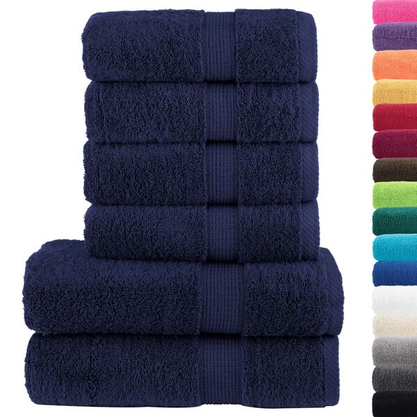 vidaXL Towel Set Navy Blue 100% ring-spun cotton