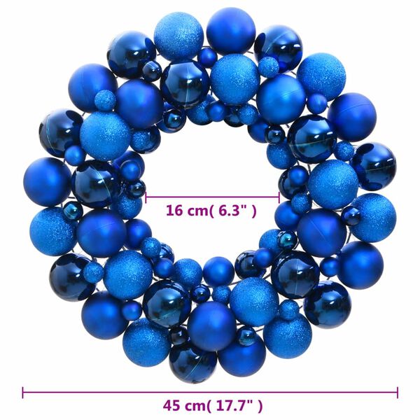 vidaXL Christmas Wreath Blue Polystyrene 17.7 in diameter