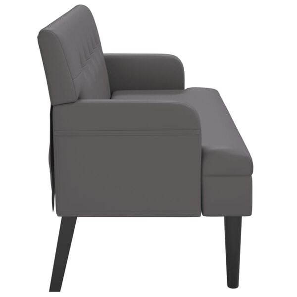 vidaXL Bench Grey Faux leather, Plywood, Rubber wood, Foam Medium Bench