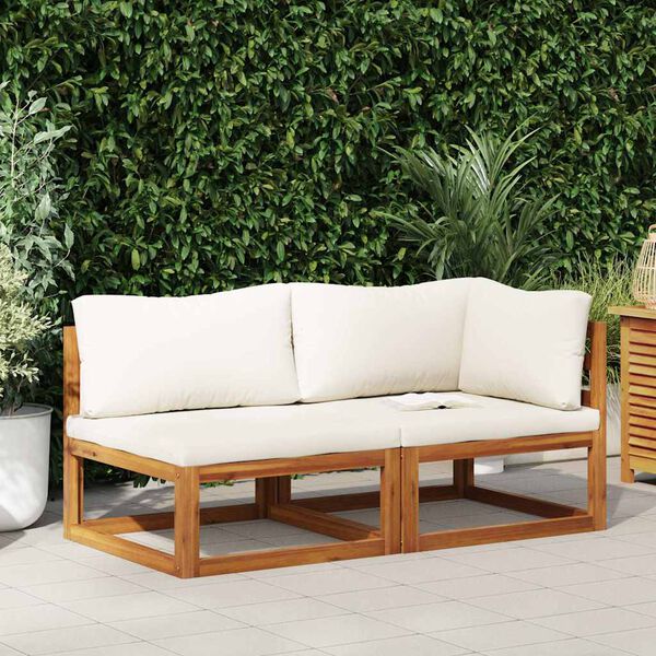 vidaXL Sofa Set Cream White, Natural Wood