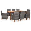 vidaXL Dining Set Natural, Grey, Dark Grey (cushion)