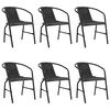 vidaXL Garden Chair Set of 6 Black Plastic rattan, steel Standard