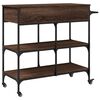 vidaXL Kitchen Trolley Brown Oak 41.3"x16.5"x37.4" Engineered Wood