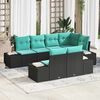 vidaXL Garden Sofa Set 7 pcs Black and Turquoise Poly Rattan
