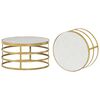 vidaXL Coffee Table Set of 2 Brass and White Marble, Steel Small