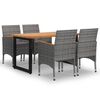 vidaXL 5 Piece Patio Dining Set with Cushions Poly Rattan Gray