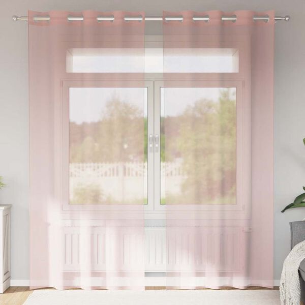 vidaXL Voile Curtains with Grommets 2 pcs Pink 55.1x88.6"