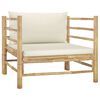 vidaXL Garden Lounge Set Cream White Bamboo and Polyester Medium Modular