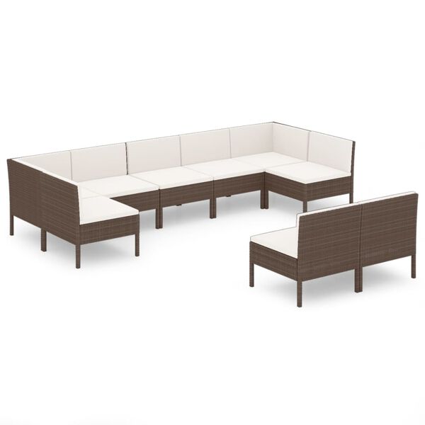 vidaXL Garden Lounge Set Brown PE Rattan Large Modular