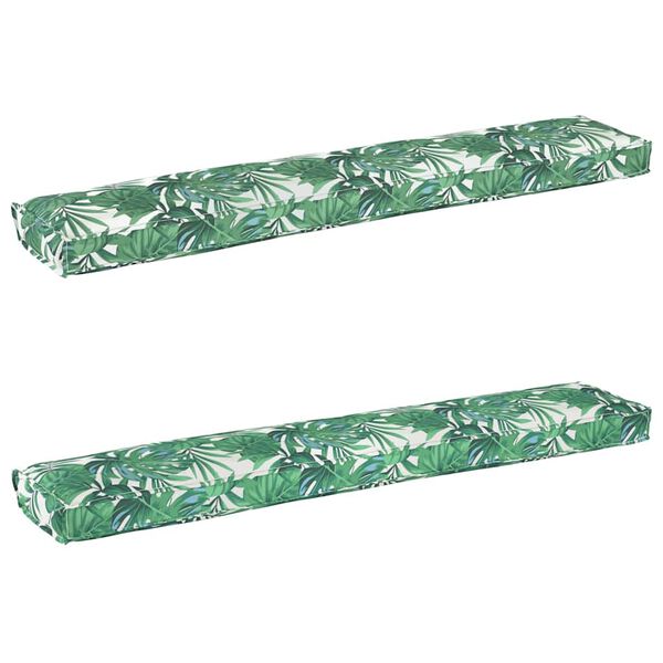 vidaXL Pallet Cushion Set Floral 2 pcs Leaf pattern 200 x 40 x 8 cm