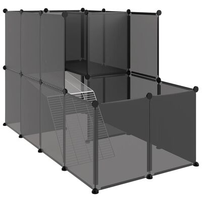 vidaXL Small Animal Cage Black 55.9"x29.1"x36.6" PP and Steel