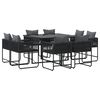 vidaXL Garden Dining Set 9 pcs Black Steel