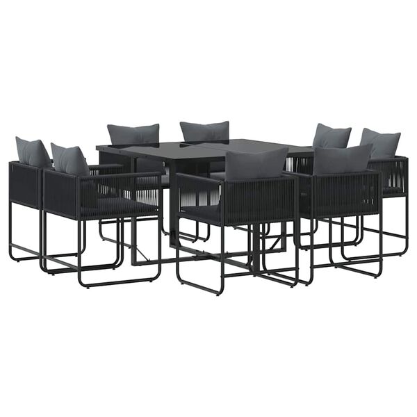 vidaXL Garden Dining Set 9 pcs Black Steel