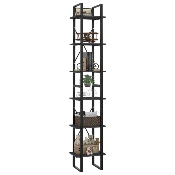 vidaXL Book Cabinet Gray Engineered wood, metal 82.7 in tall Storage