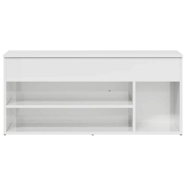 vidaXL Shoe Bench High gloss white Engineered wood Standard Shoe Bench